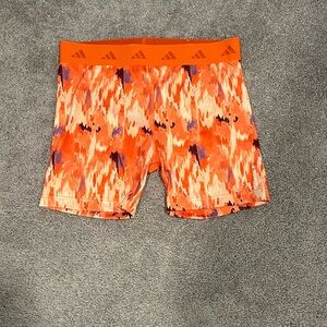 Adidas White and Orange Athletic Shorts